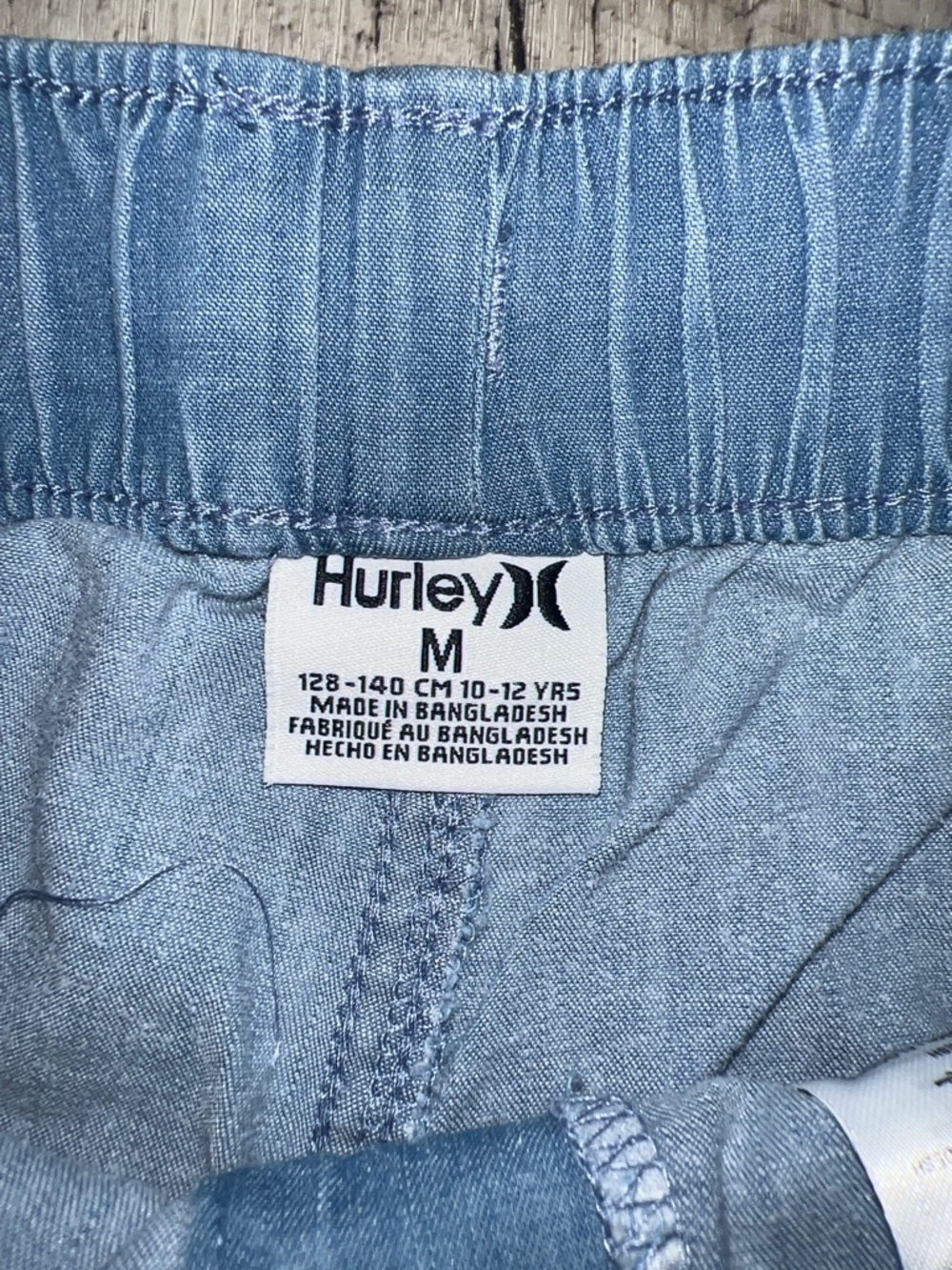 Hurley Light Blue Chambray Girls Cargo Shorts with Elastic Waist - Picture 4 of 7